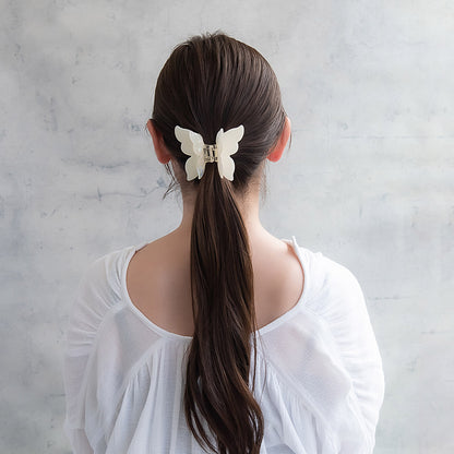 ヘアクリップ ビッグ バタフライ マーブル カラー バンスクリップ