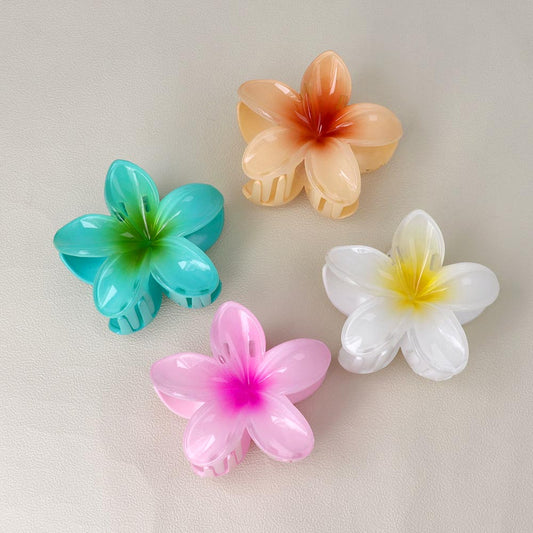 ヘアクリップ プルメリア フラワー 花 カラー 80mm バンスクリップ