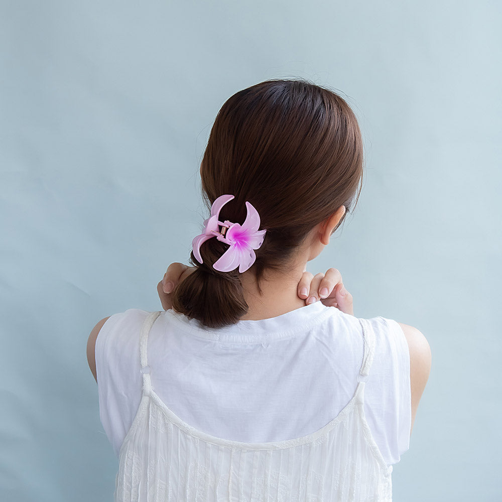 ヘアクリップ プルメリア フラワー 花 カラー 80mm バンスクリップ