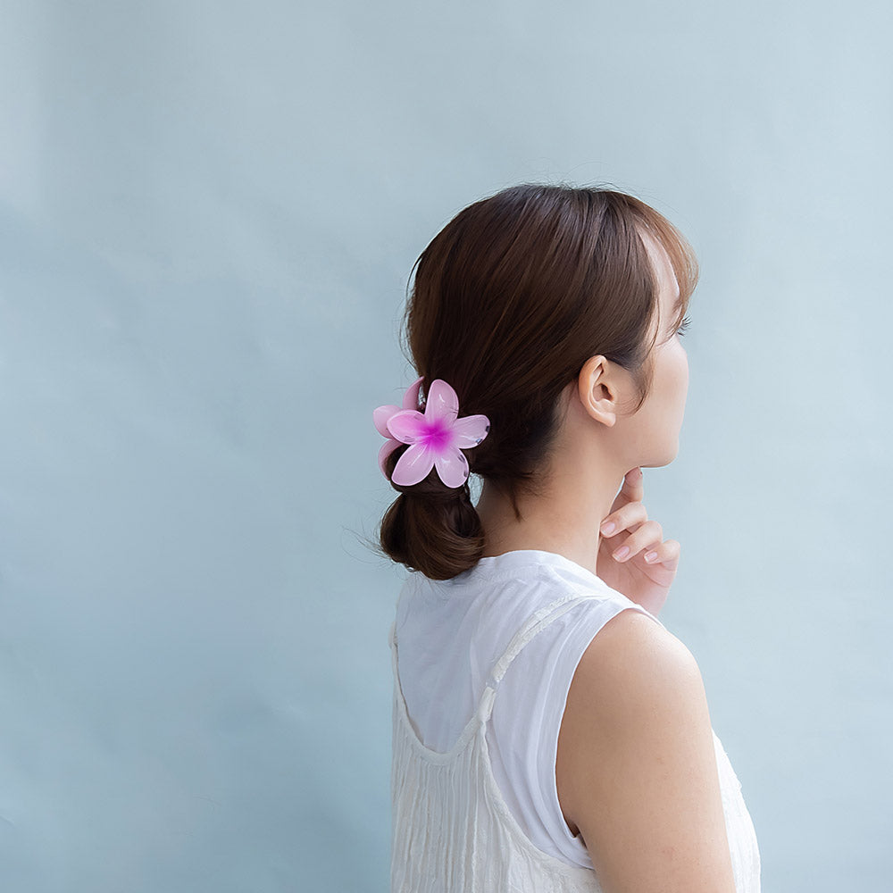 ヘアクリップ プルメリア フラワー 花 カラー 80mm バンスクリップ
