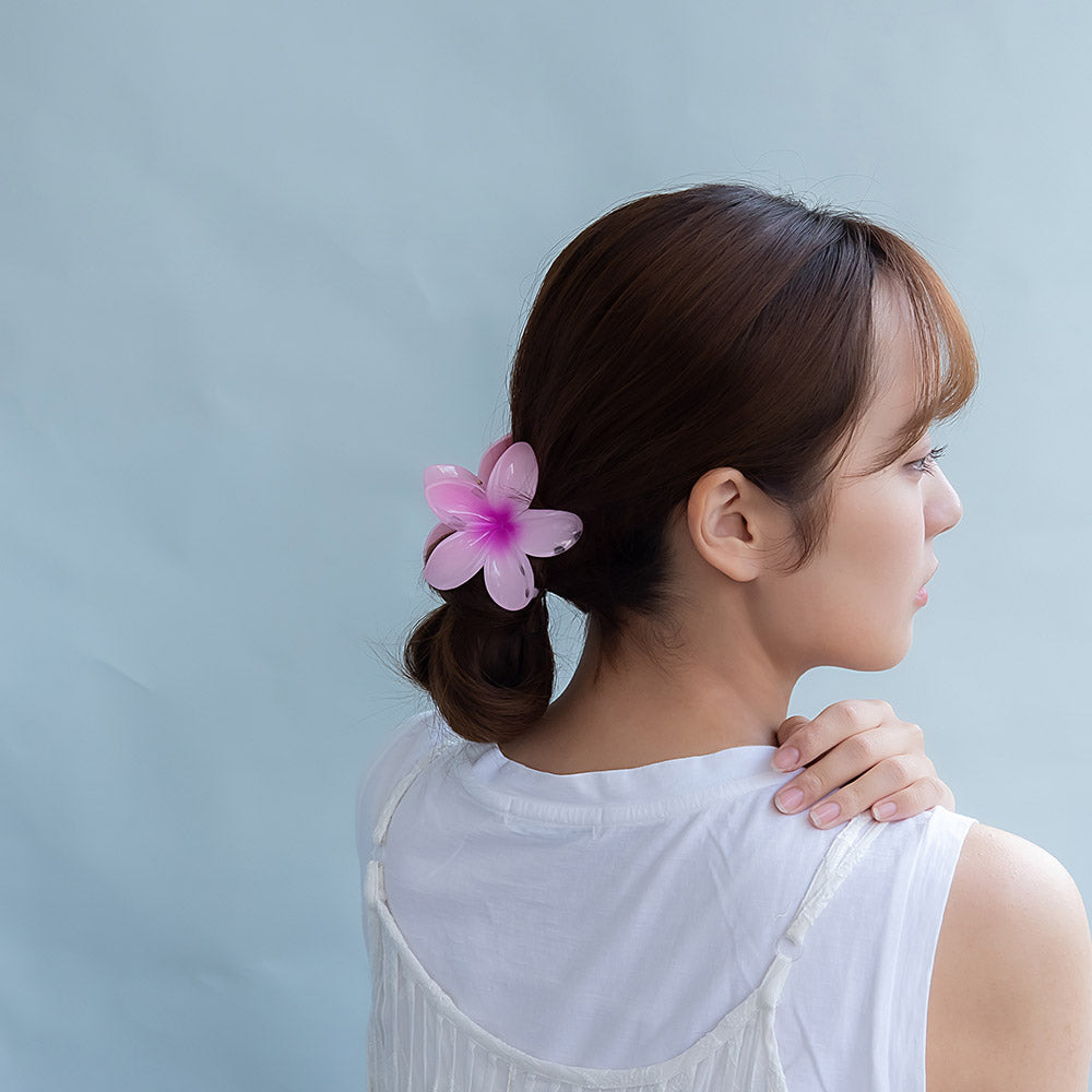 ヘアクリップ プルメリア フラワー 花 カラー 80mm バンスクリップ
