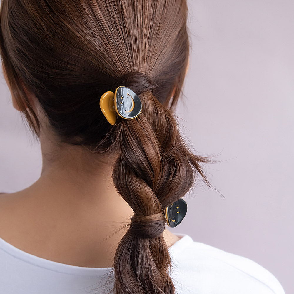 ヘアクリップ mini clip スマイル バイカラー 2個セット ミニ バンスクリップ