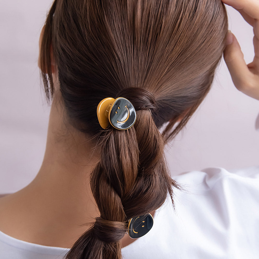 ヘアクリップ mini clip スマイル バイカラー 2個セット ミニ バンスクリップ