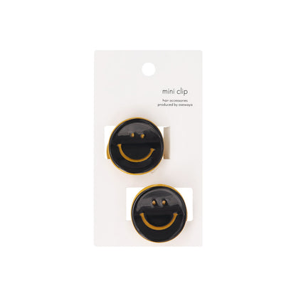 ヘアクリップ mini clip スマイル バイカラー 2個セット ミニ バンスクリップ