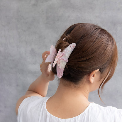 ヘアクリップ スターフィッシュ マーブル カラー ストーン バンスクリップ