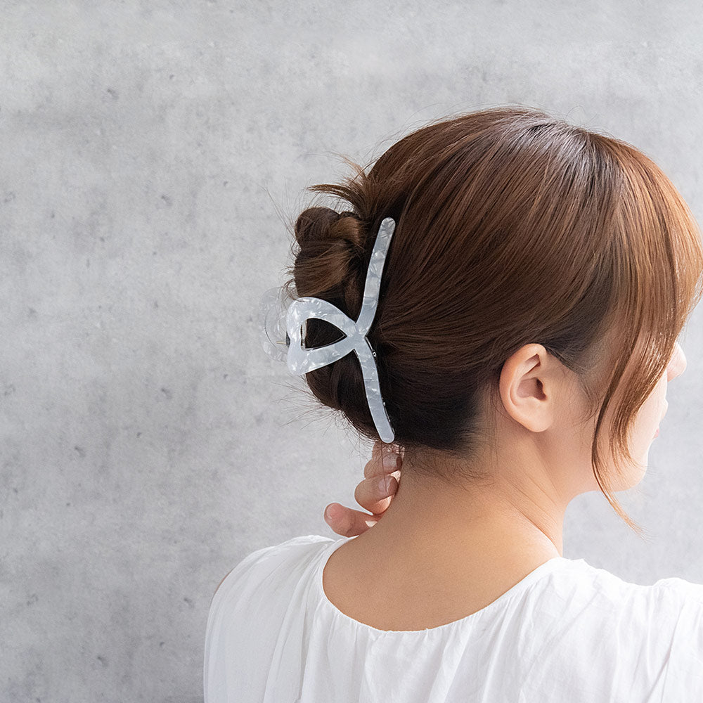 ヘアクリップ マーブル カラー ライン ハート ロール ビッグ バンスクリップ