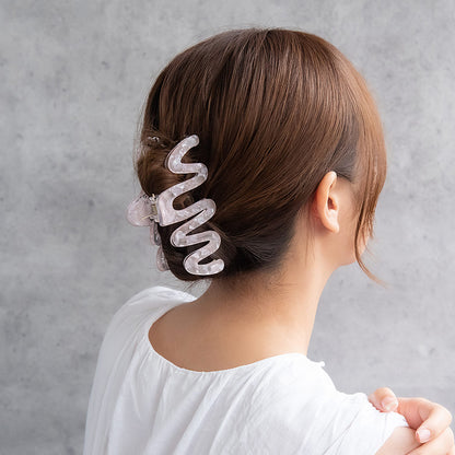 ヘアクリップ オーロラ マーブル カラー ウェーブ ライン バンスクリップ
