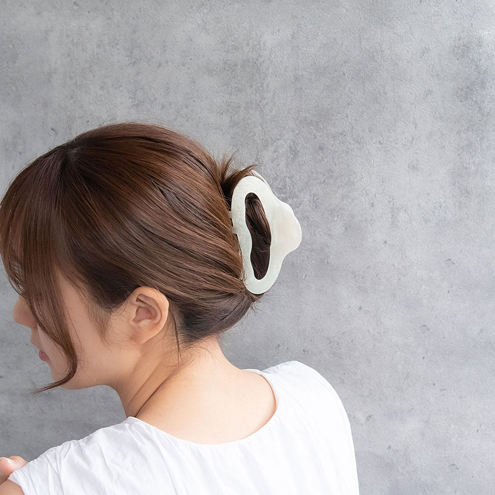 ヘアクリップ オーロラ マーブル カラー ウェーブ オーバル バンス