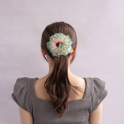 ヘアクリップ シアー プリーツ バイカラー メロウ シュシュ風 バンスクリップ