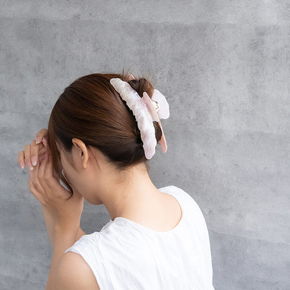 ヘアクリップ ウェーブ プレート マーブル カラー 特大 ビッグサイズ バンスクリップ