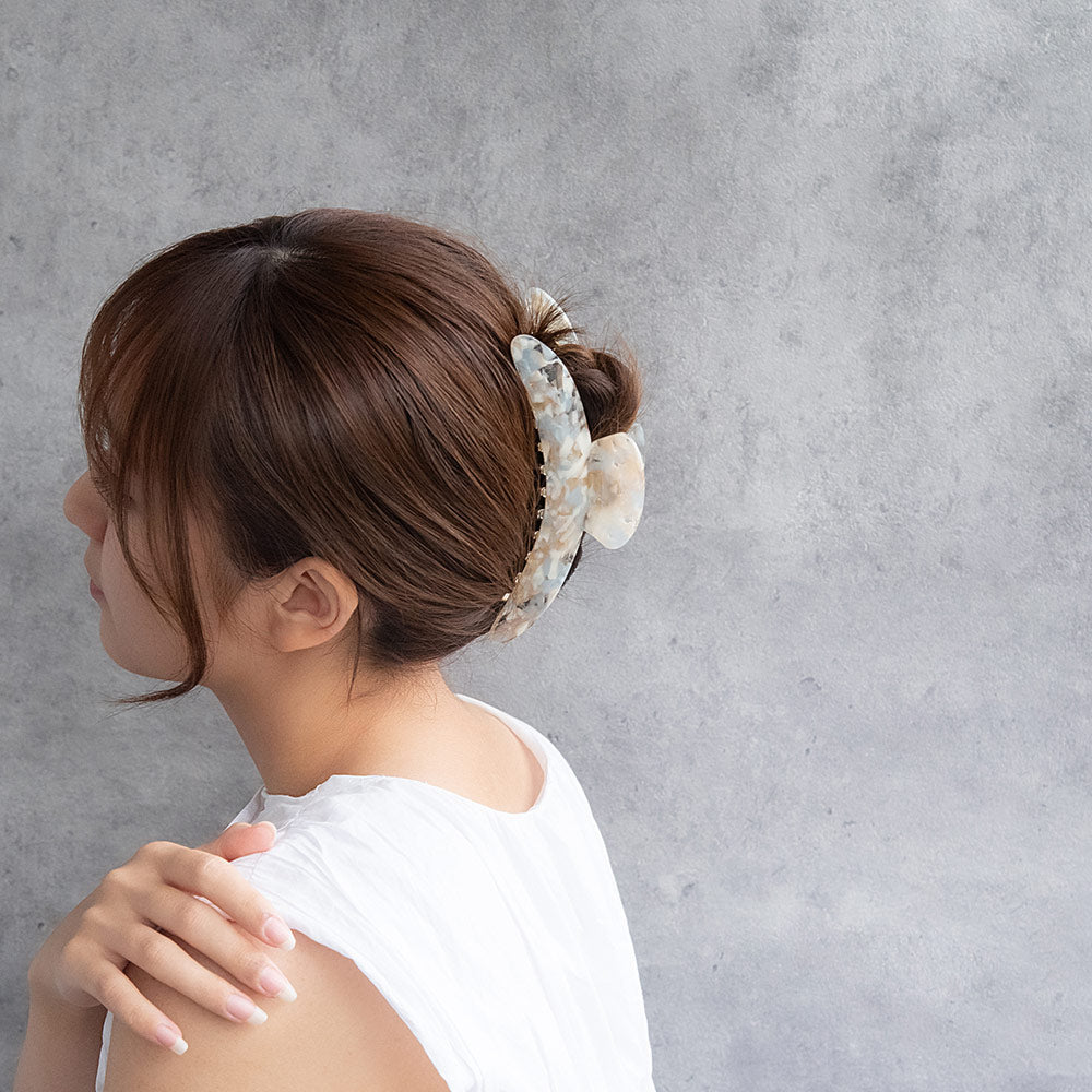ヘアクリップ マーブル カラー 特大 ビッグサイズ バンスクリップ