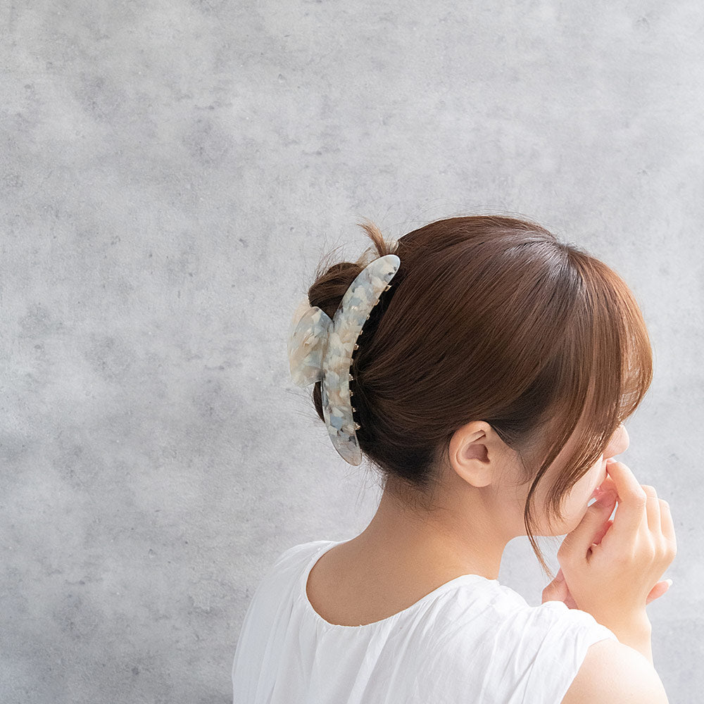 ヘアクリップ マーブル カラー 特大 ビッグサイズ バンスクリップ