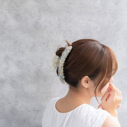 ヘアクリップ マーブル カラー 特大 ビッグサイズ バンスクリップ