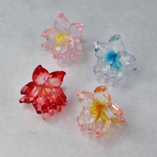 ヘアクリップ プルメリア クリア カラー バンスクリップ