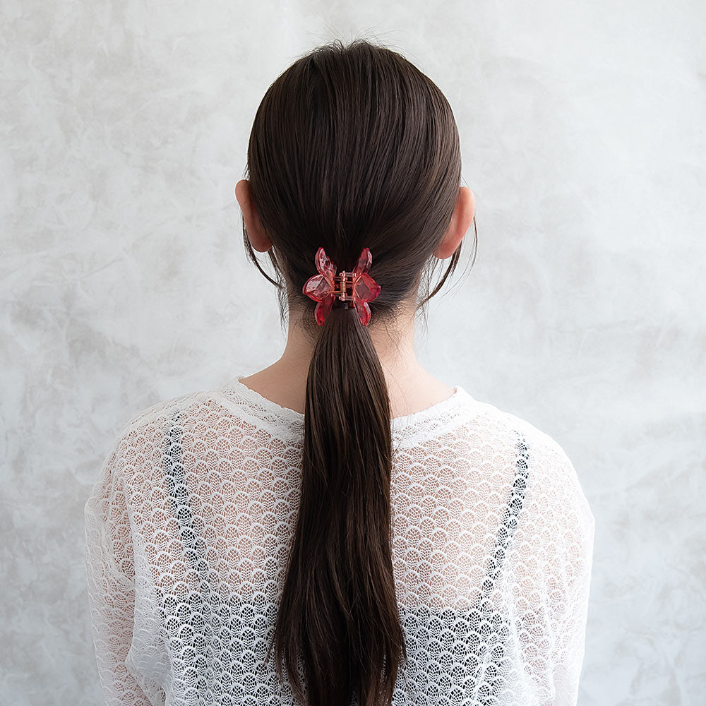 ヘアクリップ プルメリア クリア カラー バンスクリップ