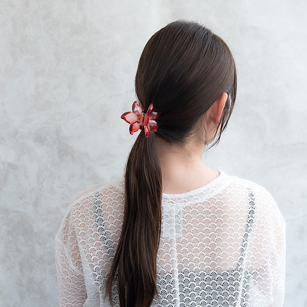 ヘアクリップ プルメリア クリア カラー バンスクリップ