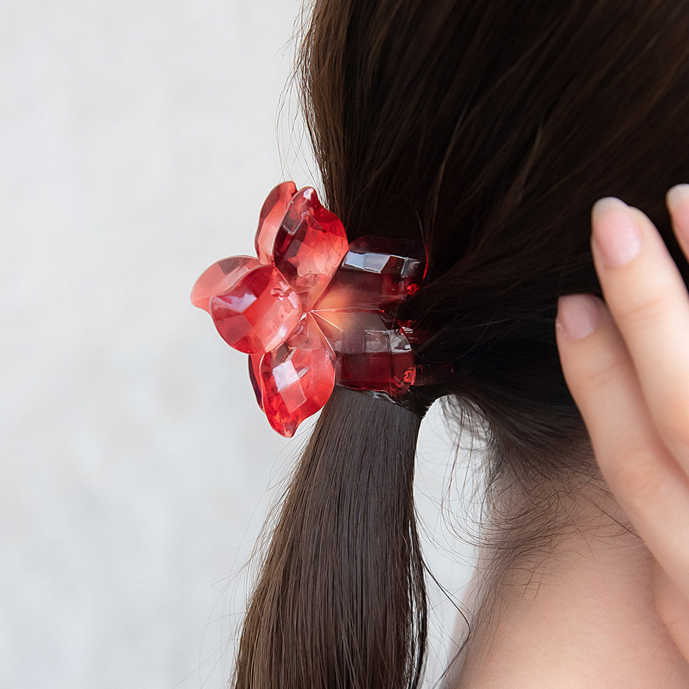 ヘアクリップ プルメリア クリア カラー バンスクリップ