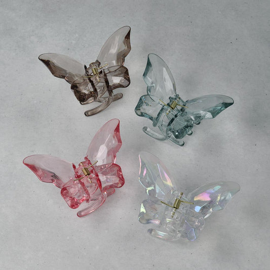 ヘアクリップ バタフライ クリア カラー バンスクリップ