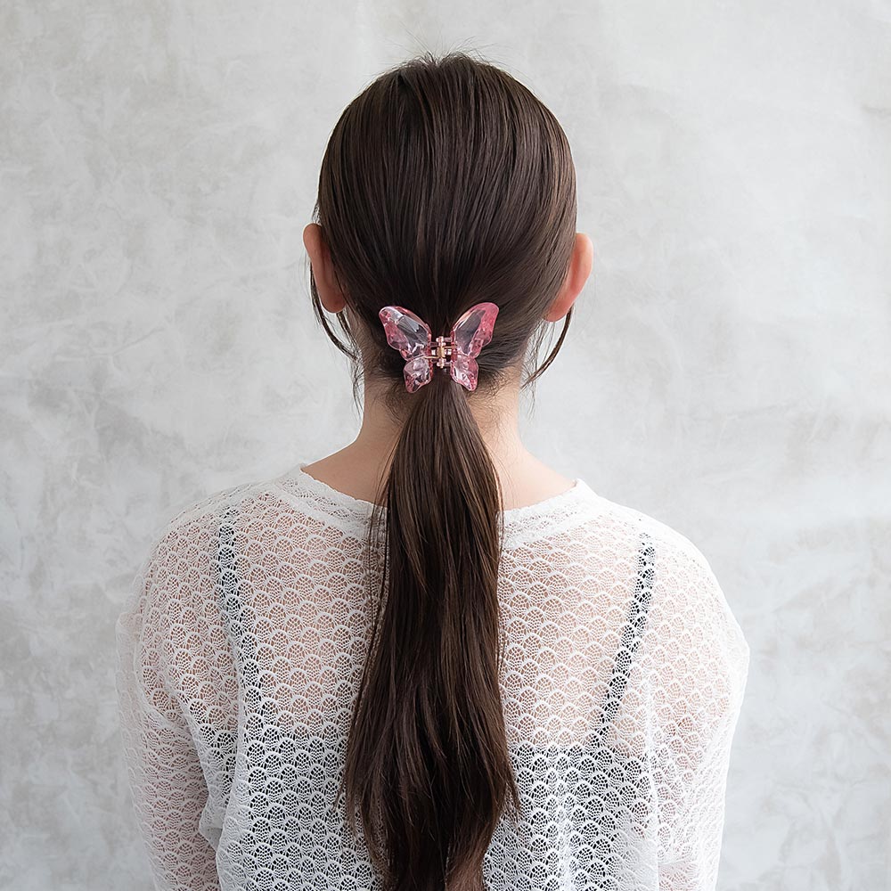 ヘアクリップ バタフライ クリア カラー バンスクリップ