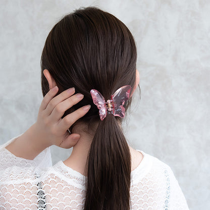 ヘアクリップ バタフライ クリア カラー バンスクリップ