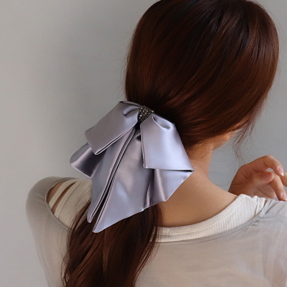 ヘアクリップ リボン カラー ビーズ バンスクリップ