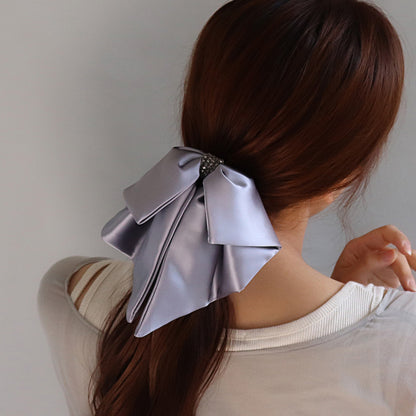 ヘアクリップ リボン カラー ビーズ バンスクリップ