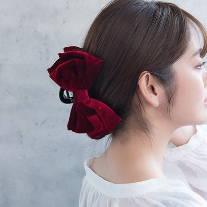 ヘアクリップ ビッグリボン ベロア バンスクリップ