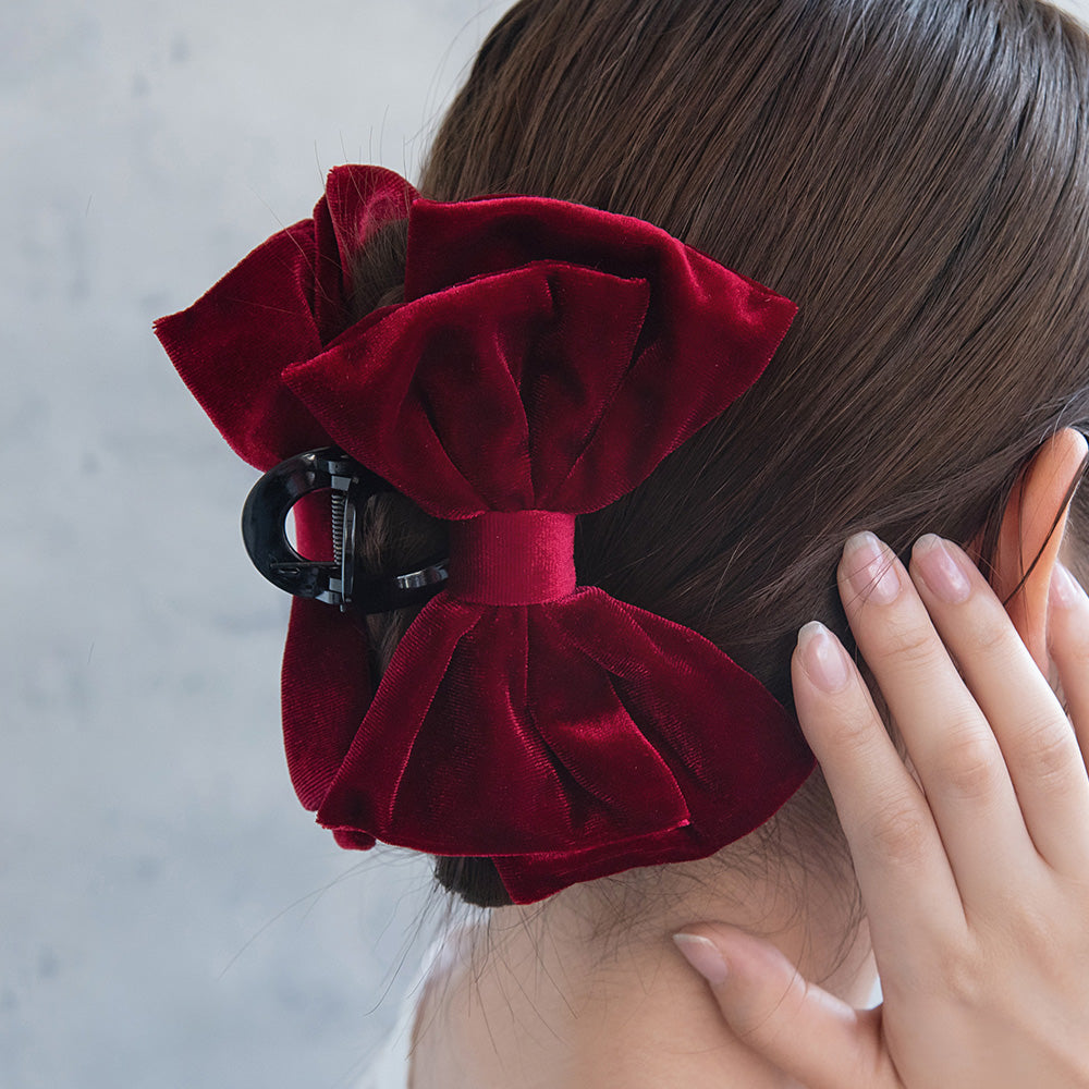 ヘアクリップ ビッグリボン ベロア バンスクリップ