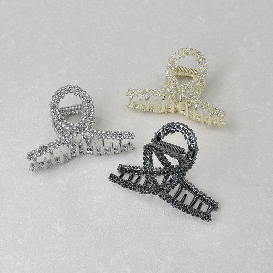 ヘアクリップ メタル ランダム ミニフラワーストーン ロールバンスクリップ