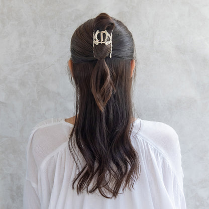 ヘアクリップ メタル ランダム ミニフラワーストーン ロールバンスクリップ