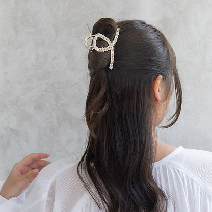 ヘアクリップ メタル ランダム ミニフラワーストーン ロールバンスクリップ