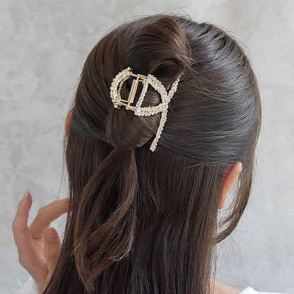 ヘアクリップ メタル ランダム ミニフラワーストーン ロールバンスクリップ