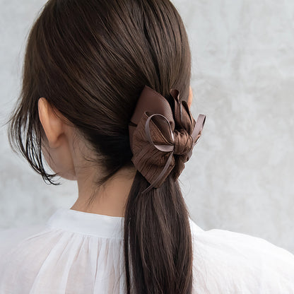 ヘアクリップ レイヤード リボン ストライプ バンスクリップ