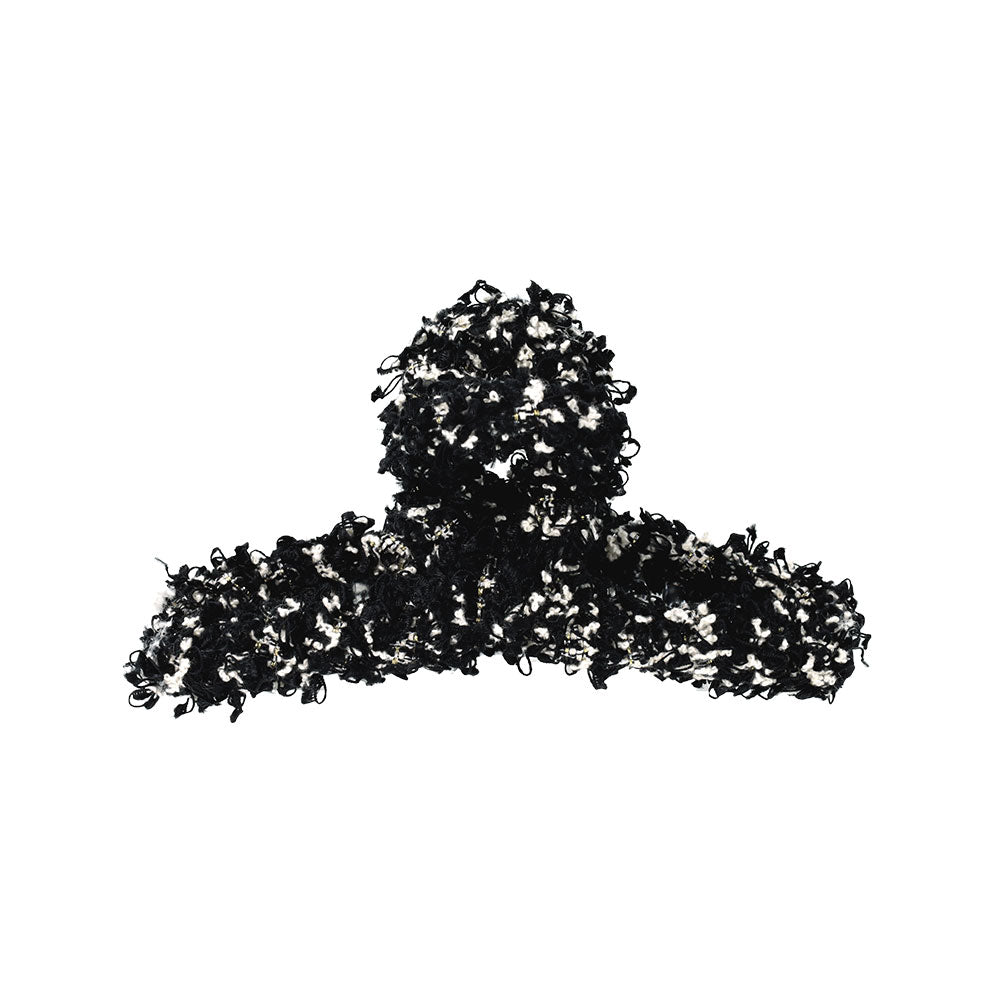 ヘアクリップ ミックス カラー 毛糸 ツイード風 クリア ロール バンスクリップ