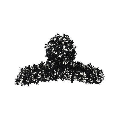 ヘアクリップ ミックス カラー 毛糸 ツイード風 クリア ロール バンスクリップ