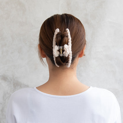 ヘアクリップ 毛糸 ニット編み ロール バンスクリップ