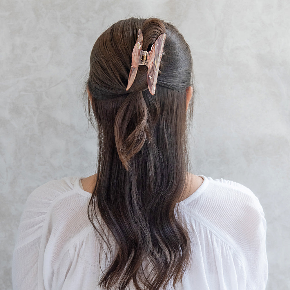 ヘアクリップ マーブル カラーストーン ドット柄 バンスクリップ