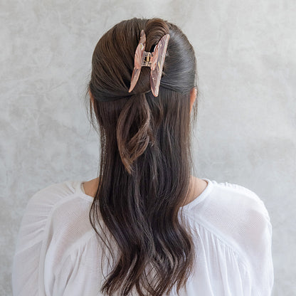 ヘアクリップ マーブル カラーストーン ドット柄 バンスクリップ