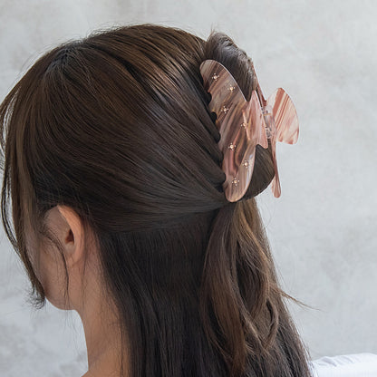 ヘアクリップ マーブル カラーストーン ドット柄 バンスクリップ