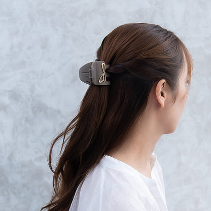 ヘアクリップ メタル ループ ライン くすみ ベーシックカラー バンスクリップ