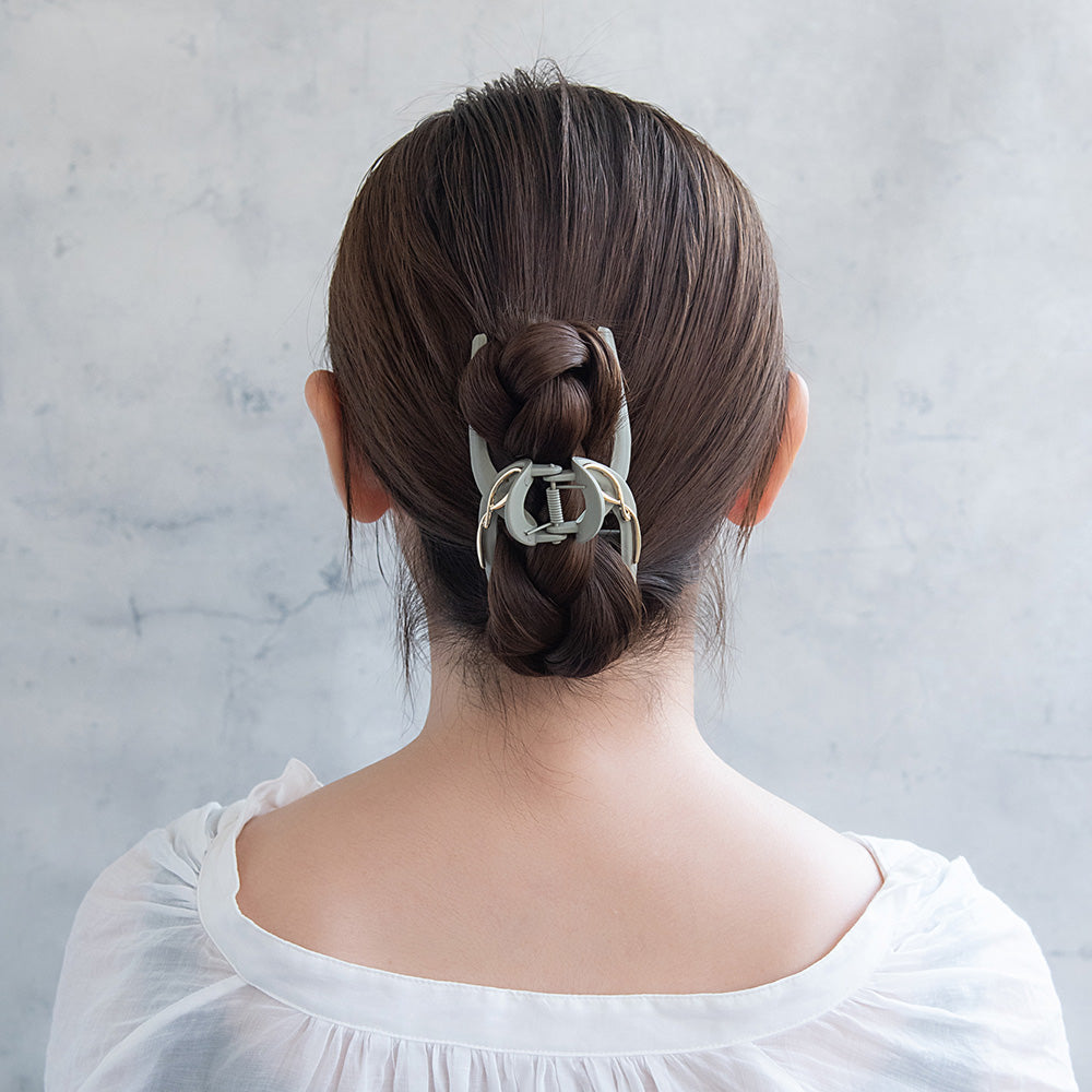 ヘアクリップ メタル ループ ライン マット くすみカラー ロール バンスクリップ