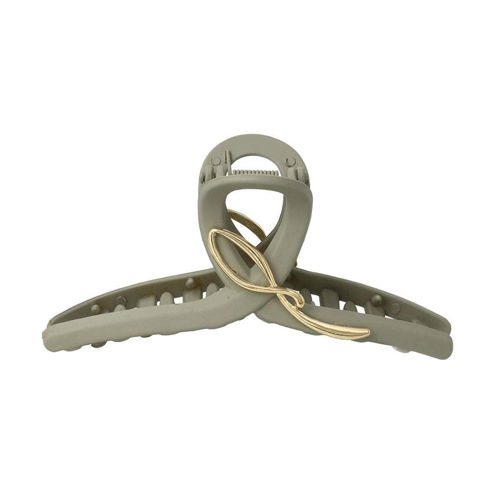 ヘアクリップ メタル ループ ライン マット くすみカラー ロール