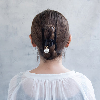 ヘアクリップ フロッキー ロール パール バンスクリップ
