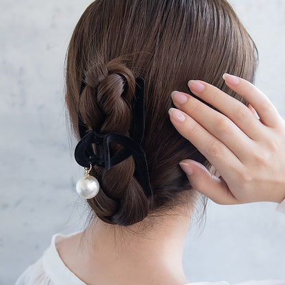 ヘアクリップ フロッキー ロール パール バンスクリップ