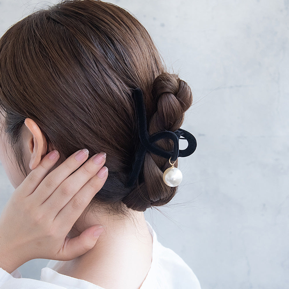 ヘアクリップ フロッキー ロール パール バンスクリップ