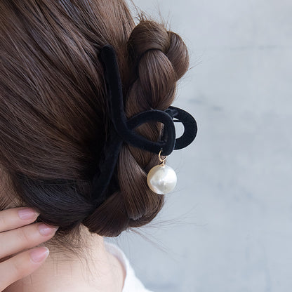 ヘアクリップ フロッキー ロール パール バンスクリップ