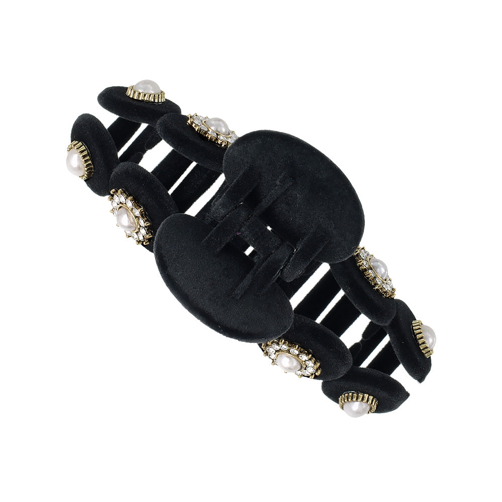 ヘアクリップ フロッキー パール ビジュー アンティーク調 バンス