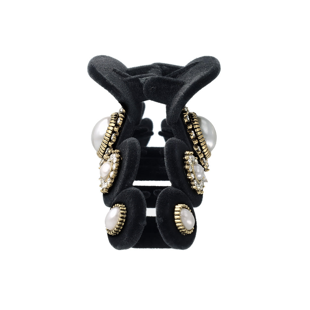 ヘアクリップ フロッキー パール ビジュー アンティーク調 バンス