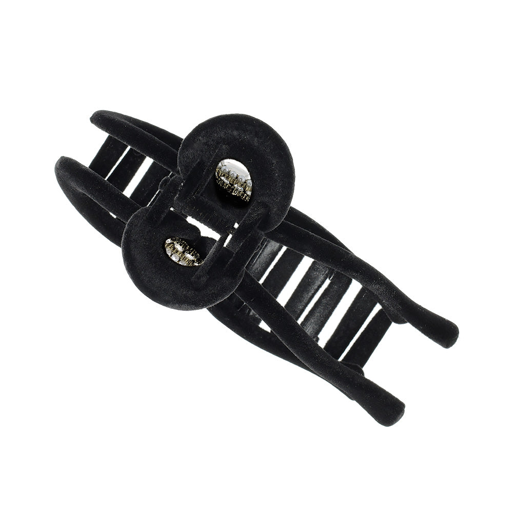 ヘアクリップ フロッキー パール ビジュー アンティーク調 リボン