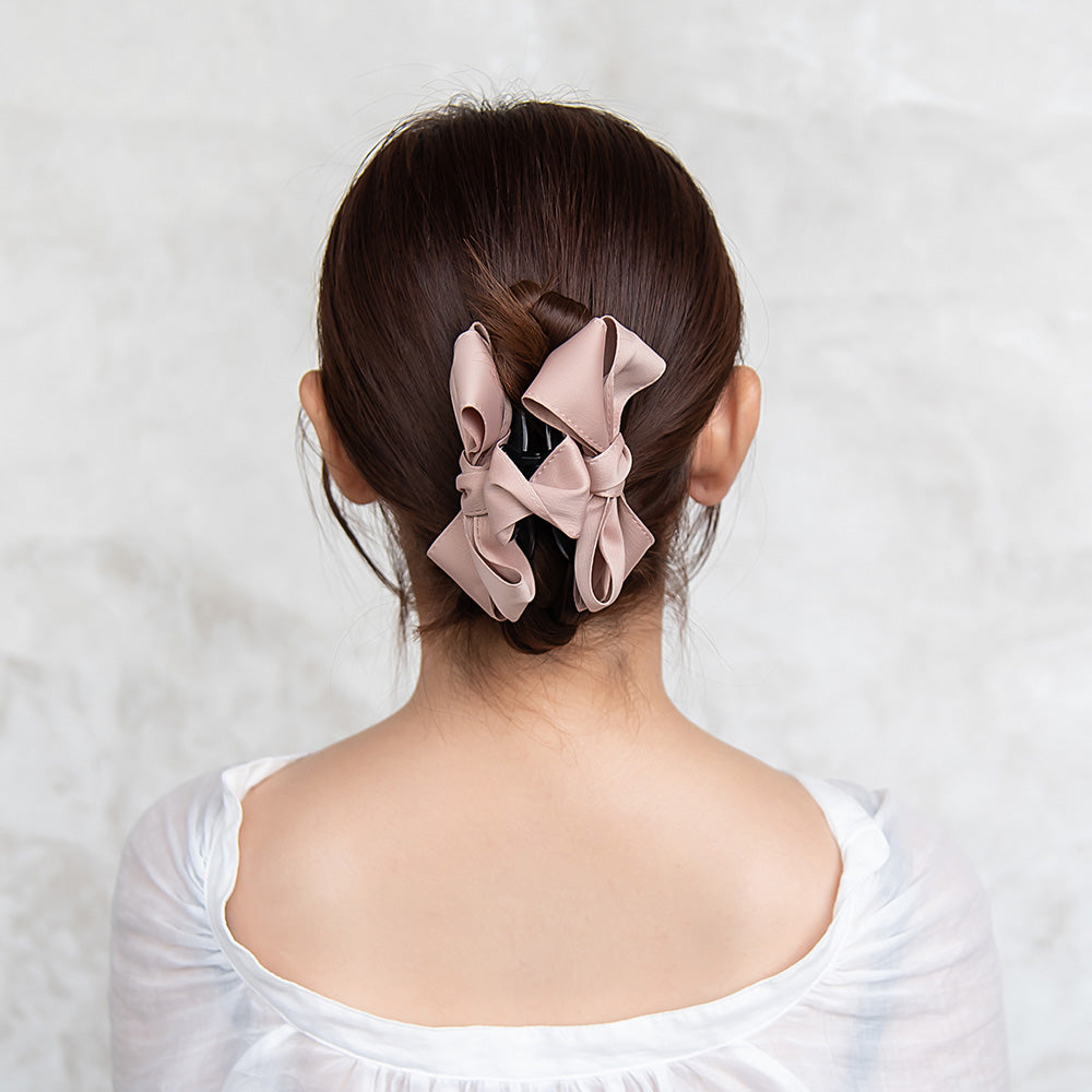 ヘアクリップ リボン ベーシックカラー バンスクリップ